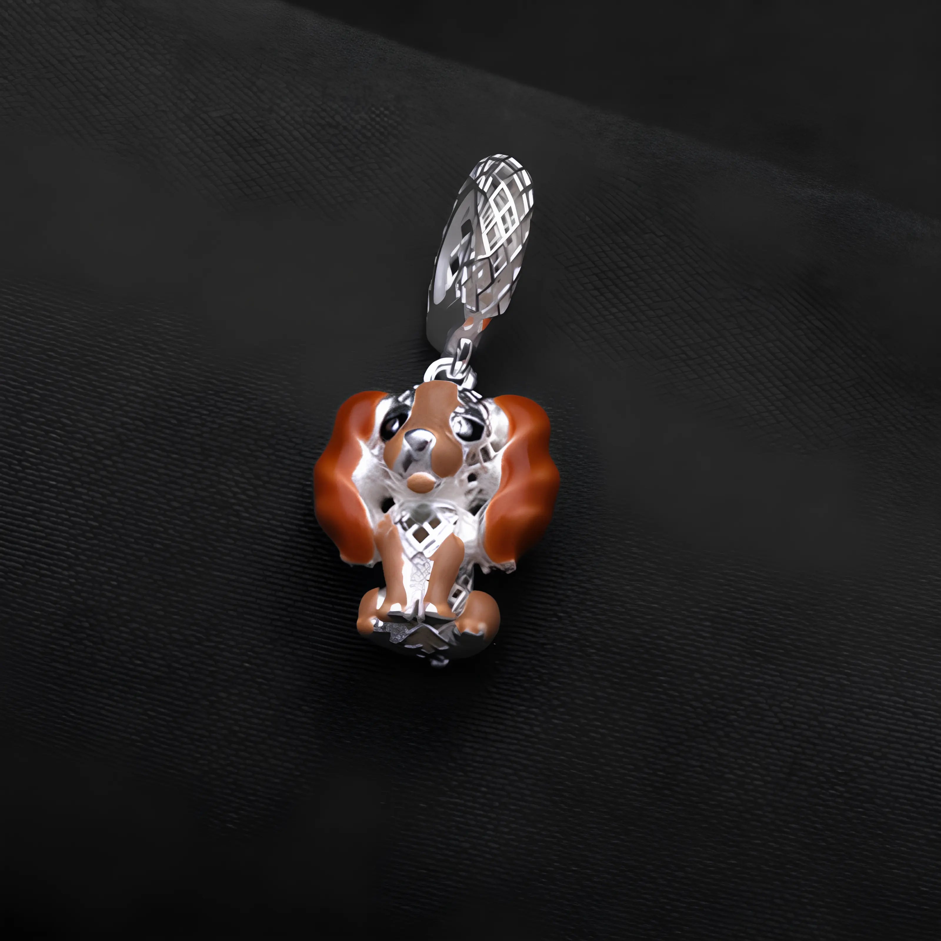 Berloque Prata 925 Lady A Dama e o Vagabundo 3D