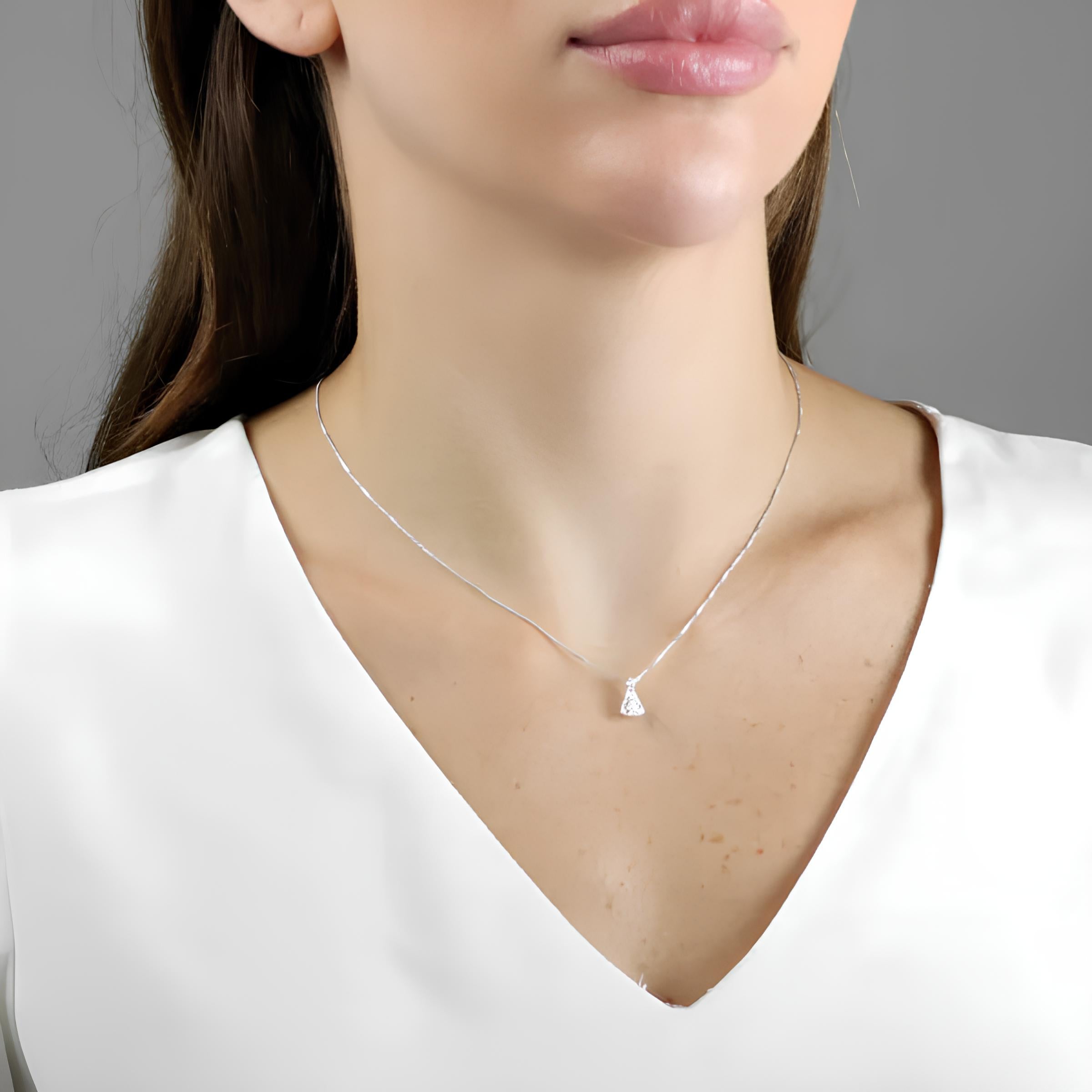 Colar de Prata 925 Nossa Senhora Aparecida Cravejada Mini